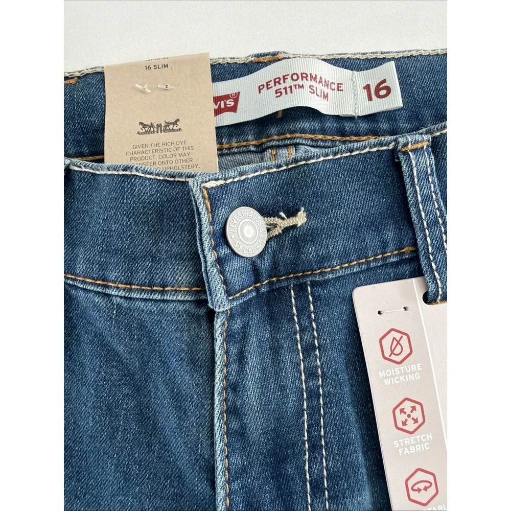 Levi's 511 Slim Boys Jeans Size 16 Slim 26x30 Stretch Denim New With Tags